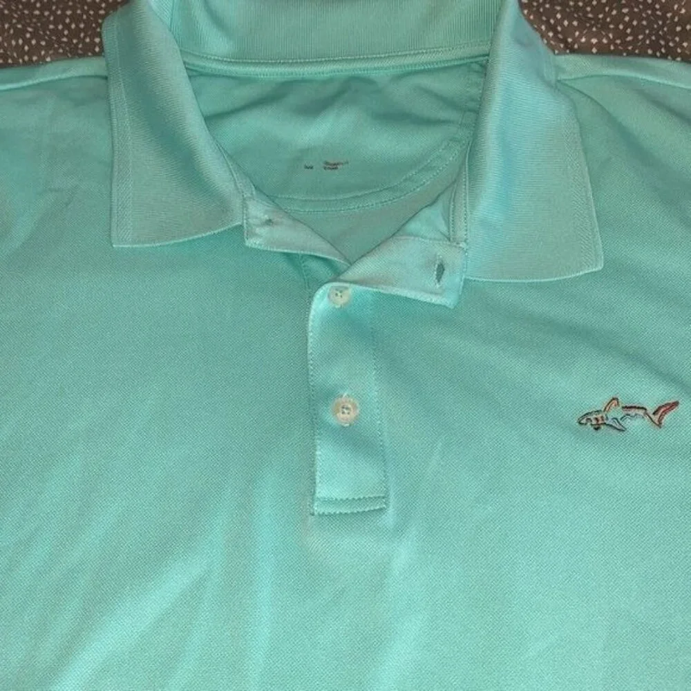 Greg Norman Mens Aqua Blue Polo Shirt Size XXL Short Sleeve Golf Embroidered Sha - Picture 2 of 5